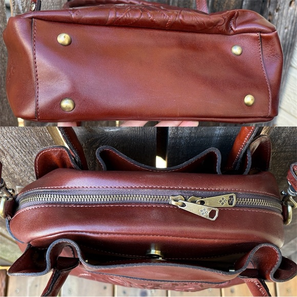 Patricia Nash Ashford Rose Tooled Leather Crossbody Satchel In British Tan - Picture 7 of 16